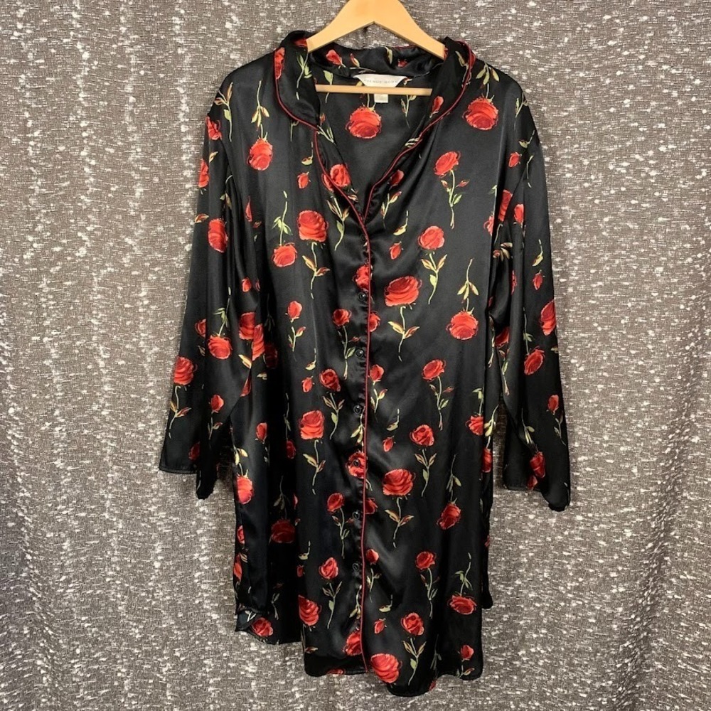 Vintage Avenue Body Floral Button‎ Up Pajama Sleep Shirt Women's 22/24